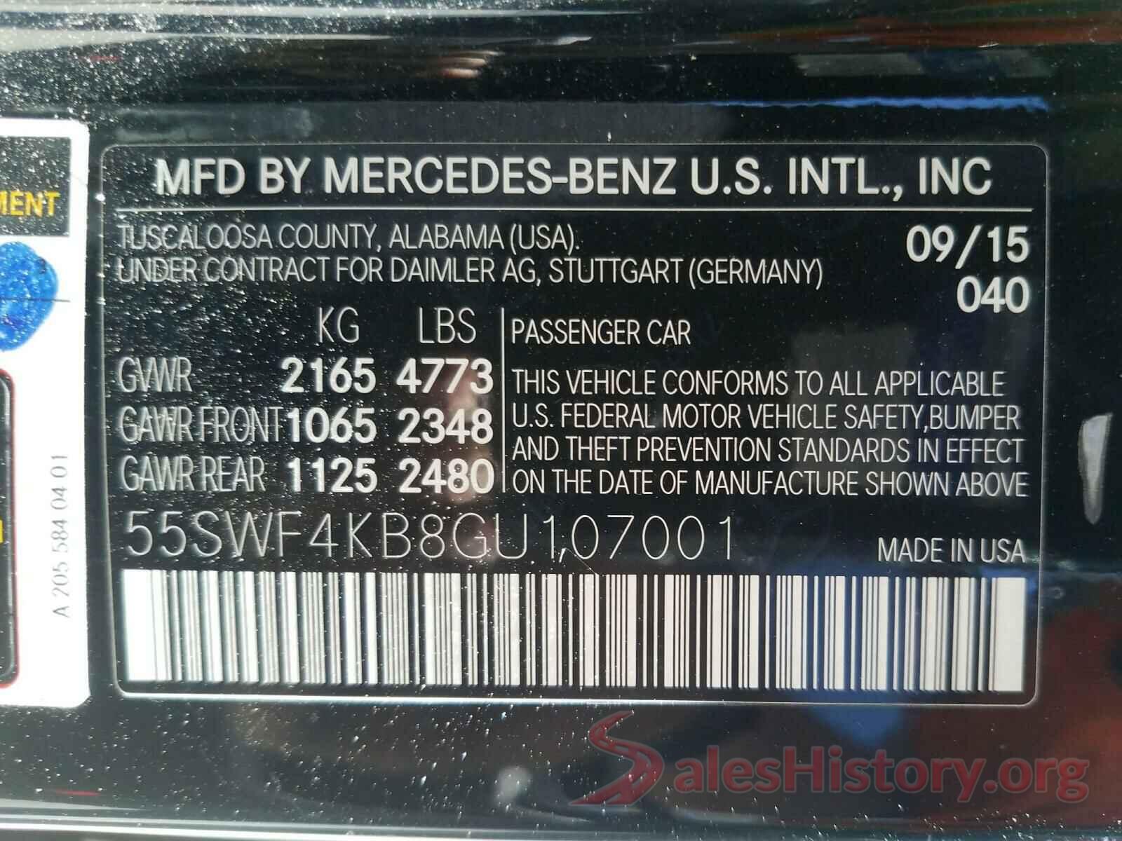 55SWF4KB8GU107001 2016 MERCEDES-BENZ C CLASS