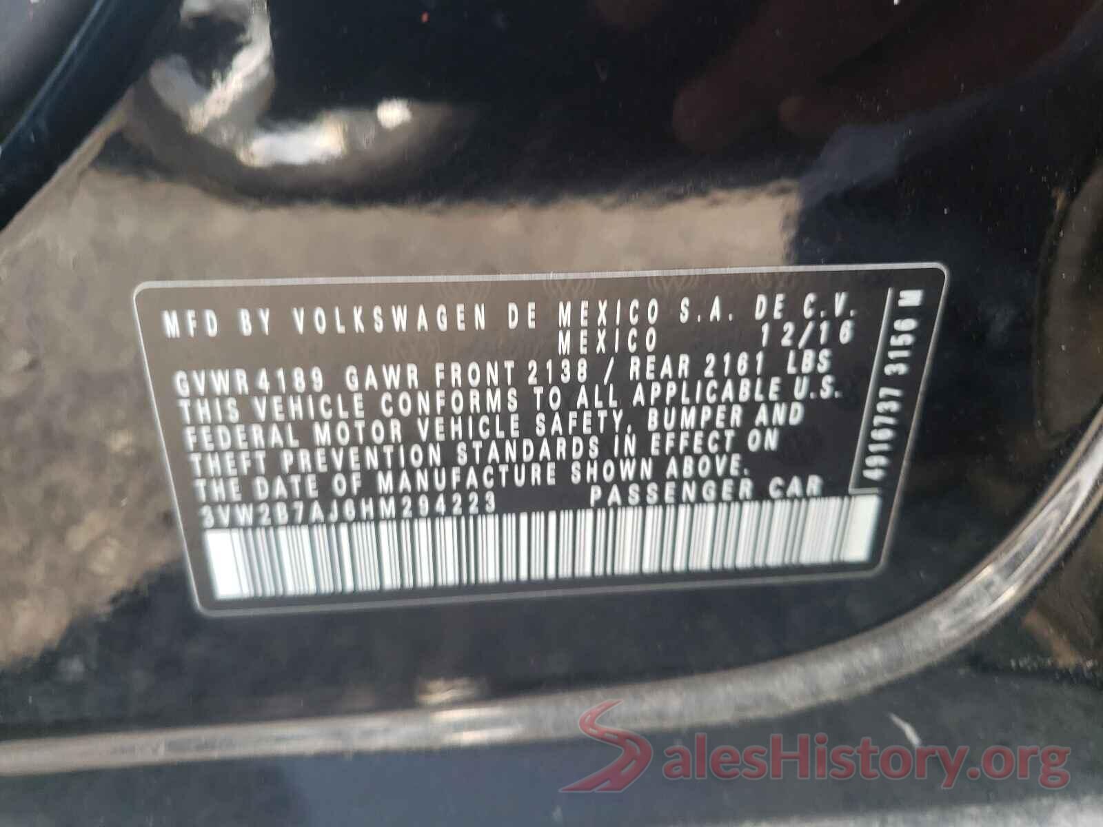 3VW2B7AJ6HM294223 2017 VOLKSWAGEN JETTA