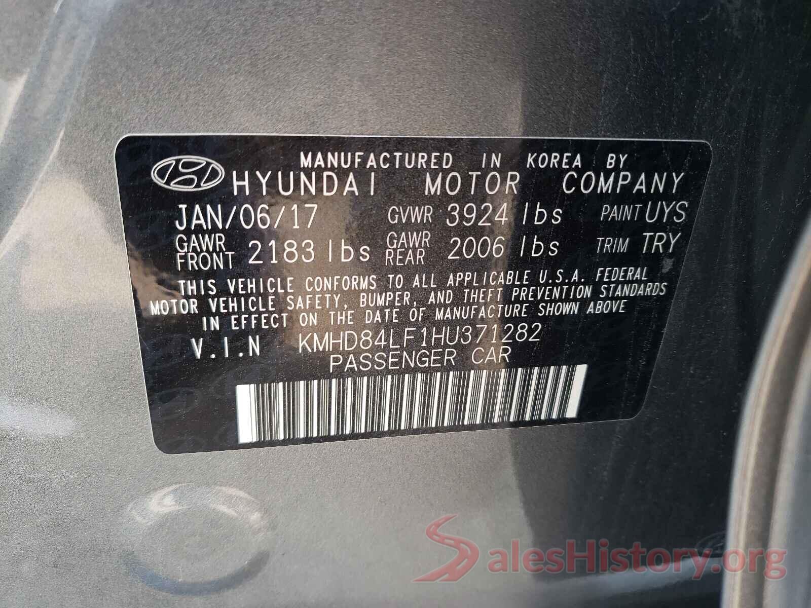 KMHD84LF1HU371282 2017 HYUNDAI ELANTRA