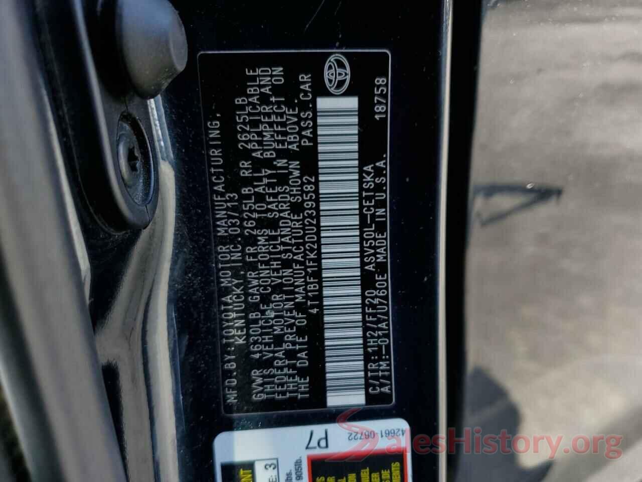 4T1BF1FK2DU239582 2013 TOYOTA CAMRY