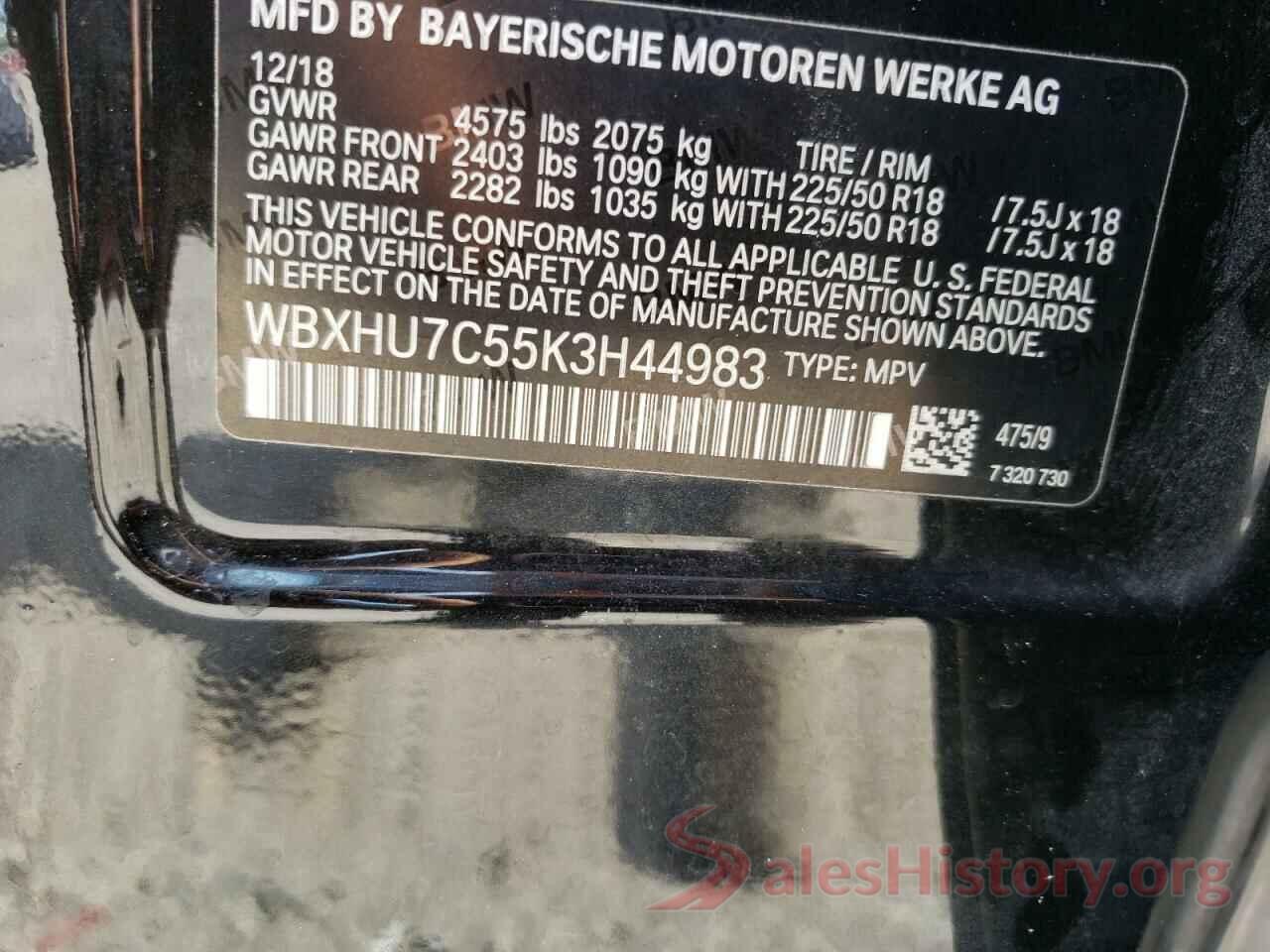 WBXHU7C55K3H44983 2019 BMW X1