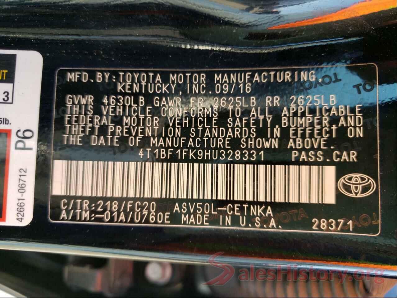 4T1BF1FK9HU328331 2017 TOYOTA CAMRY