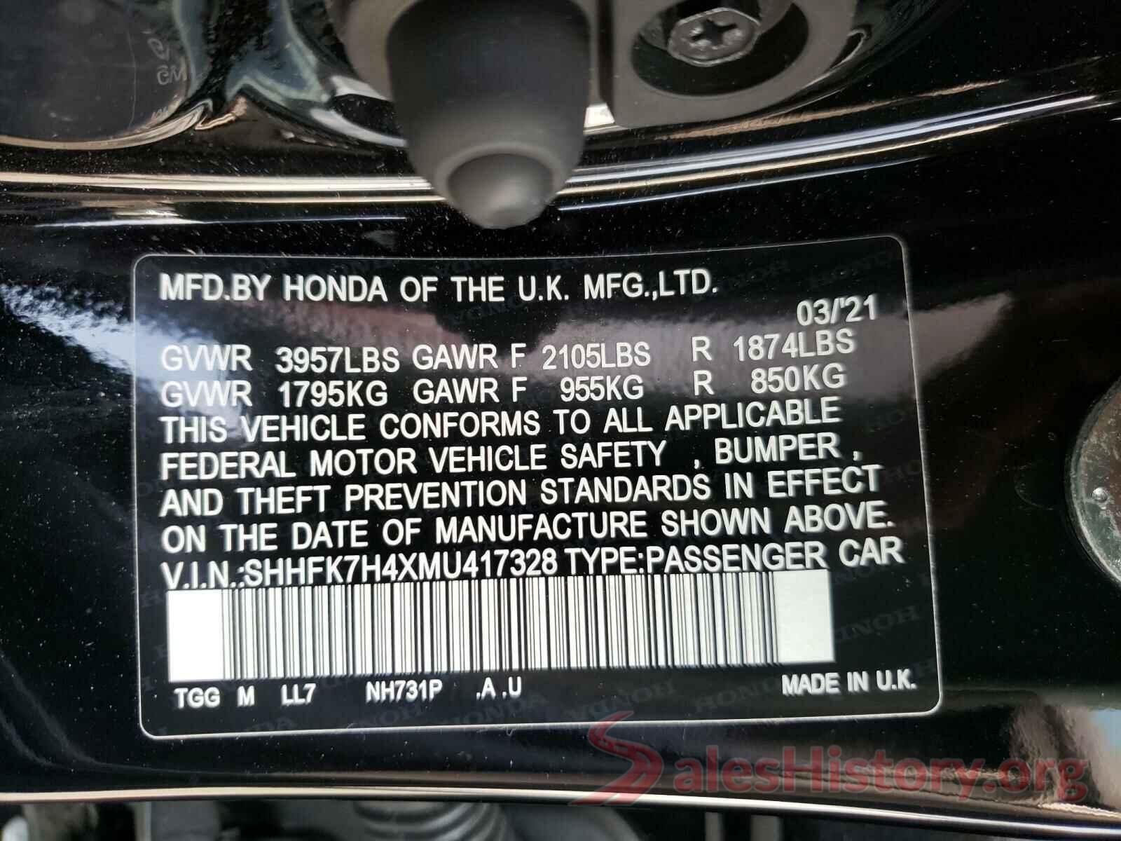 SHHFK7H4XMU417328 2021 HONDA CIVIC