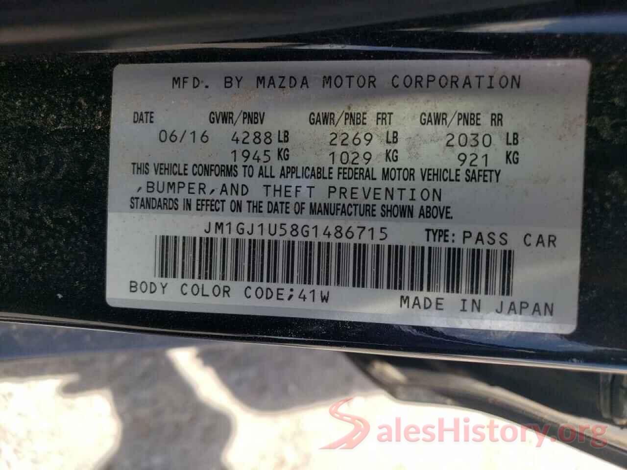 JM1GJ1U58G1486715 2016 MAZDA 6