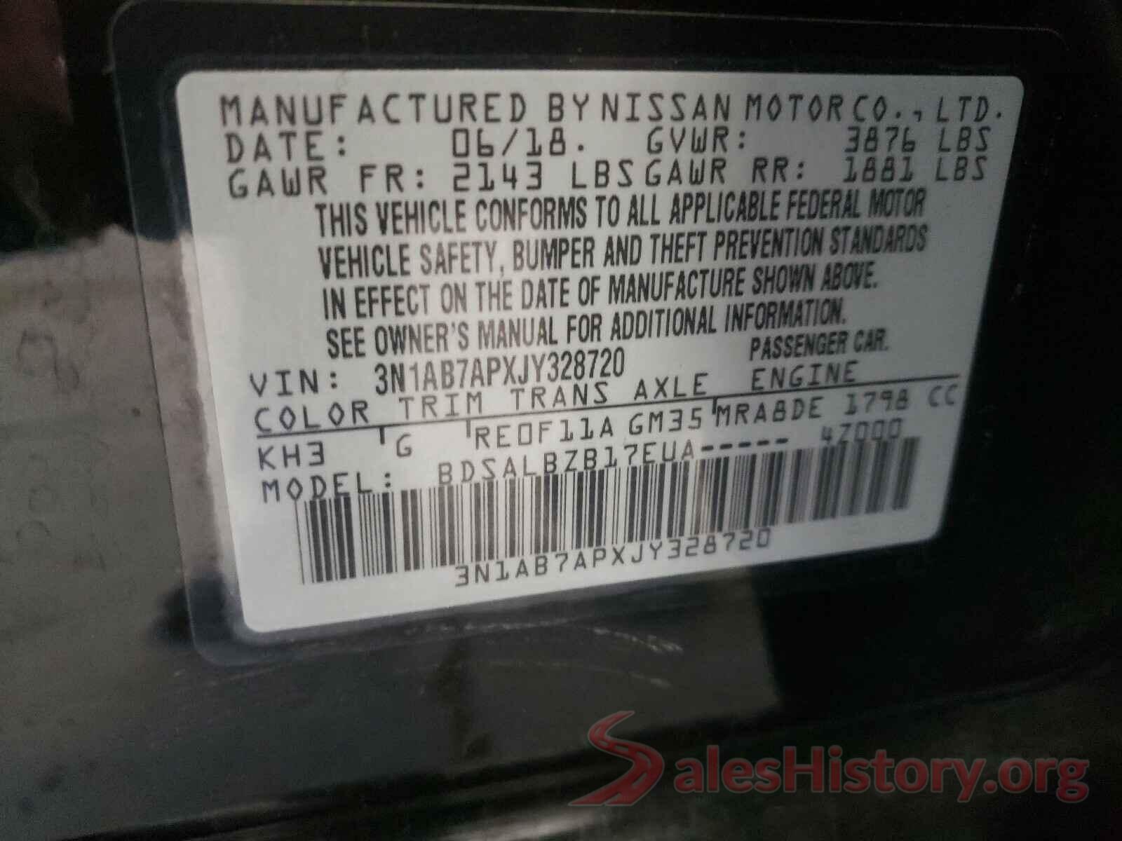 3N1AB7APXJY328720 2018 NISSAN SENTRA