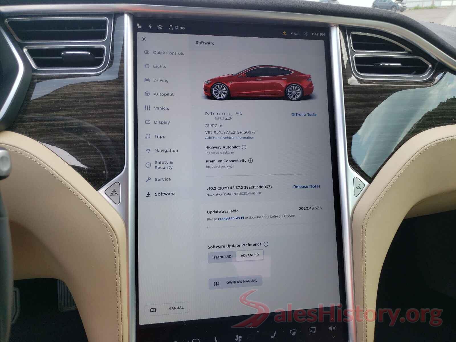 5YJSA1E21GF150877 2016 TESLA MODEL S