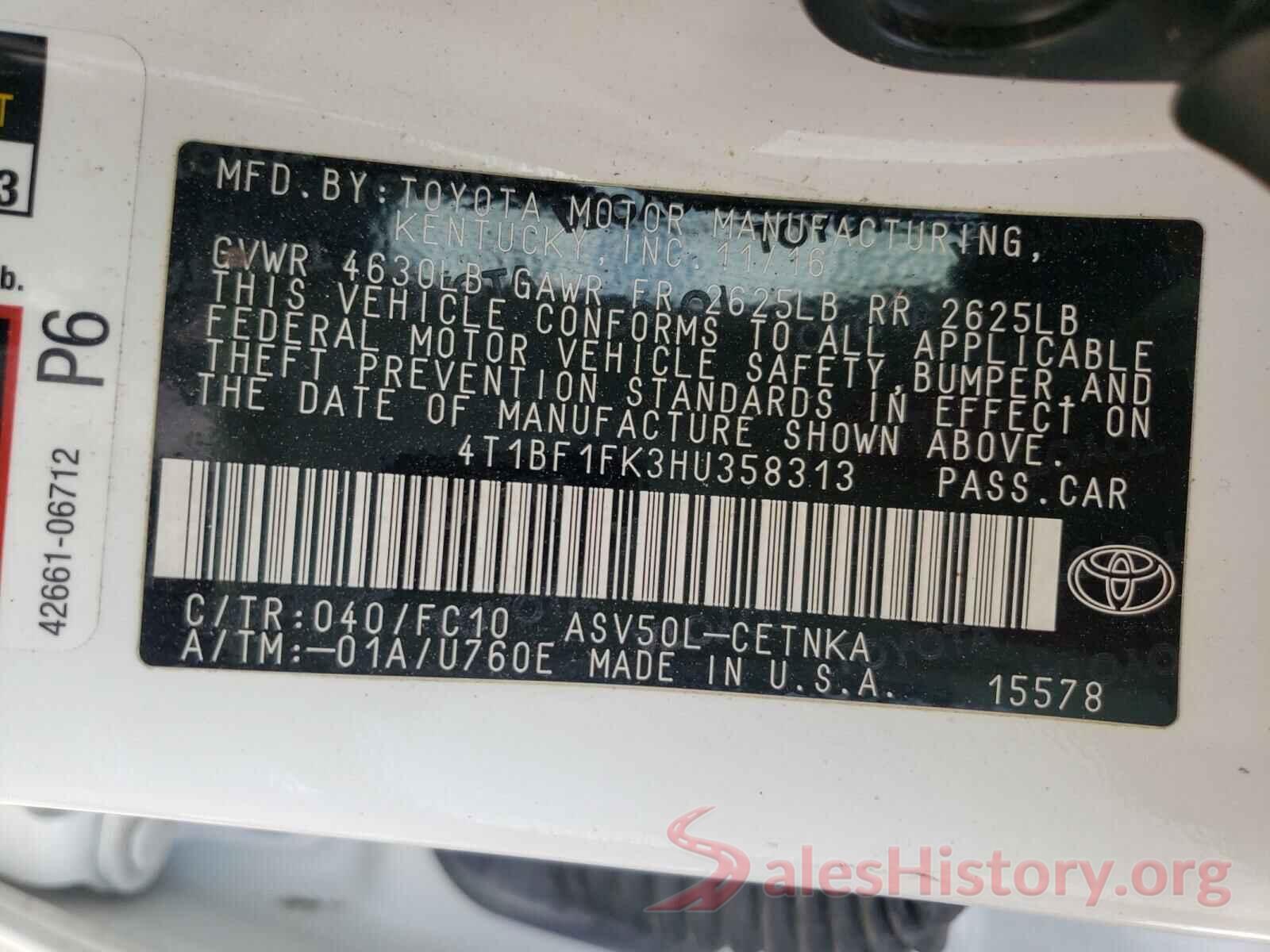 4T1BF1FK3HU358313 2017 TOYOTA CAMRY