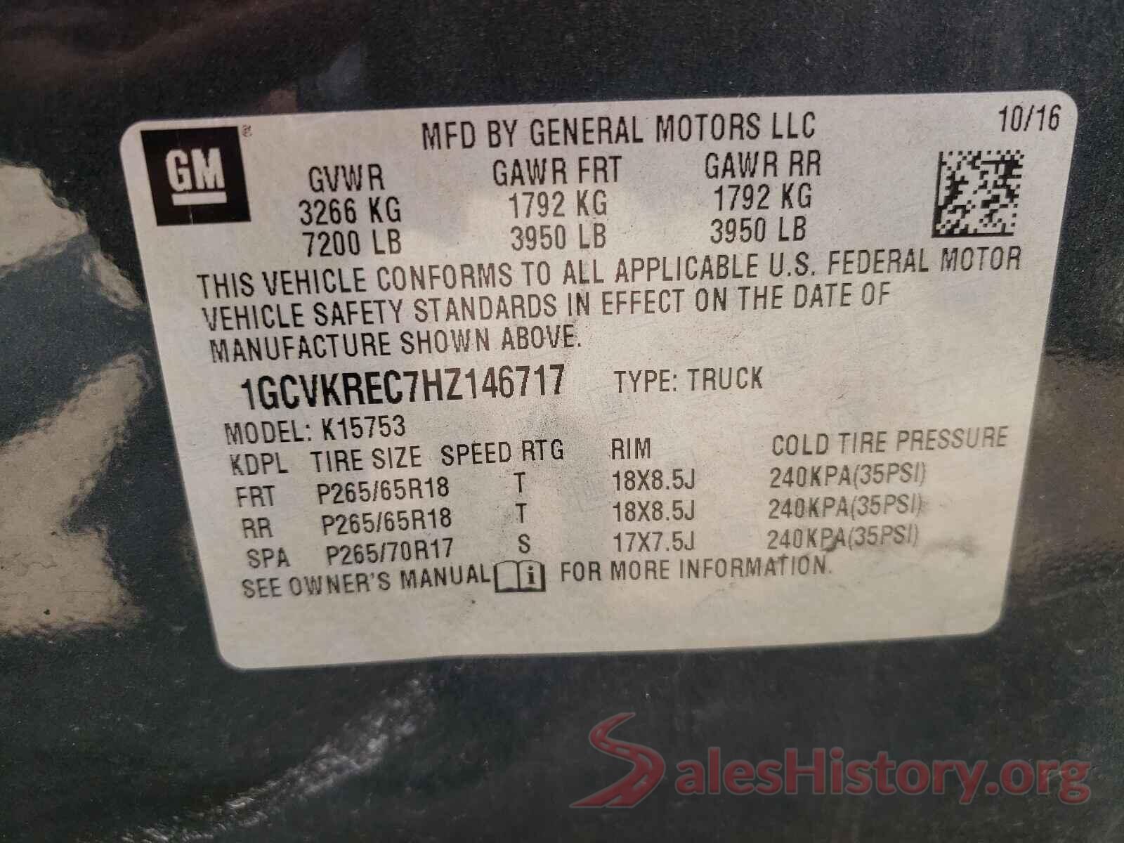 1GCVKREC7HZ146717 2017 CHEVROLET SILVERADO