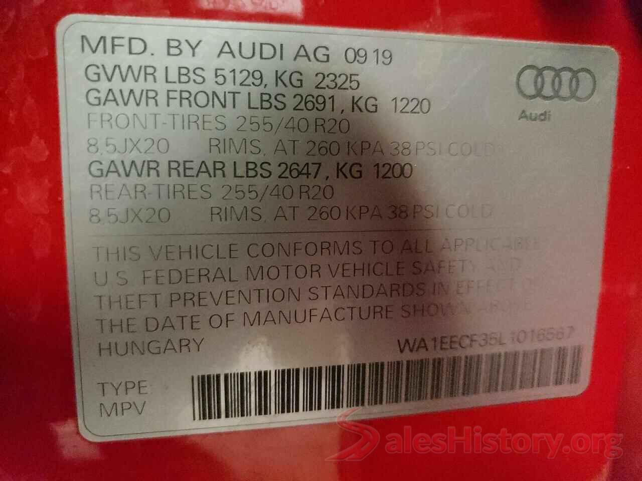 WA1EECF35L1016567 2020 AUDI Q3