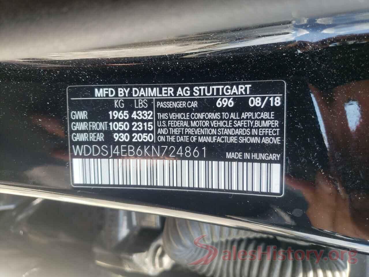 WDDSJ4EB6KN724861 2019 MERCEDES-BENZ CLA-CLASS