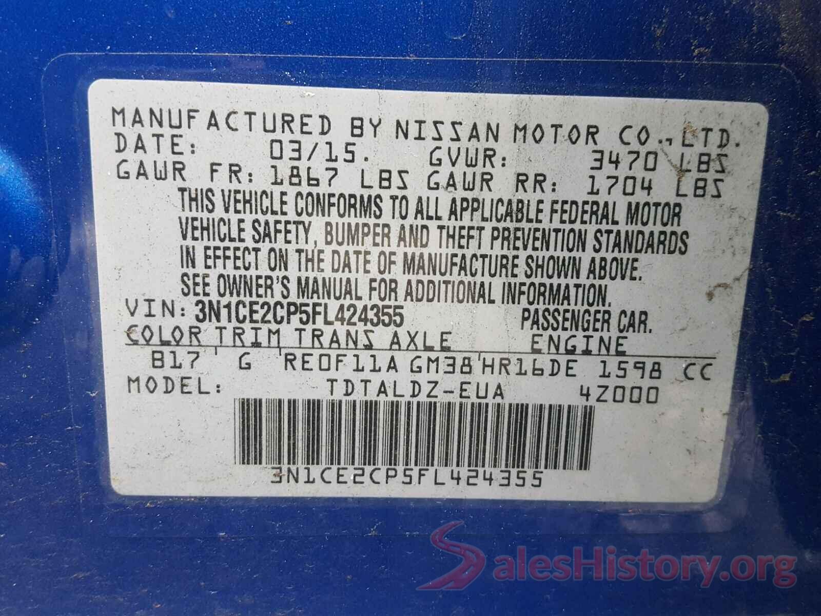 3N1CE2CP5FL424355 2015 NISSAN VERSA