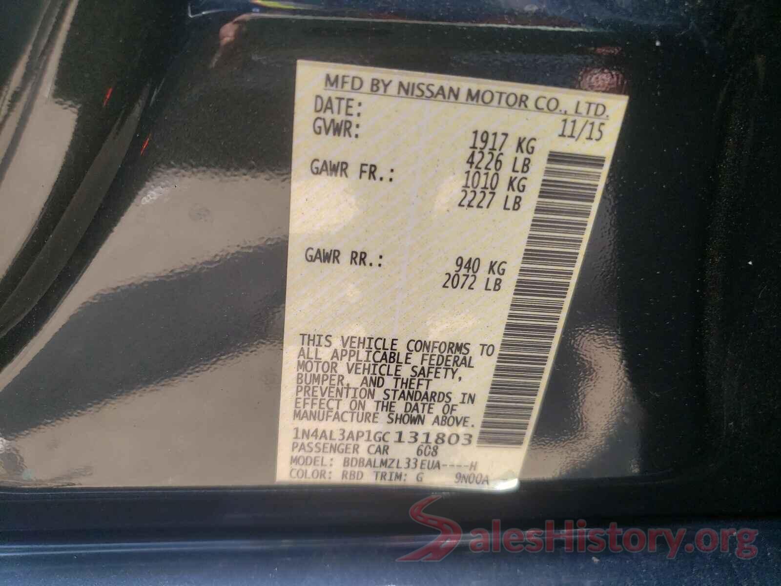 1N4AL3AP1GC131803 2016 NISSAN ALTIMA