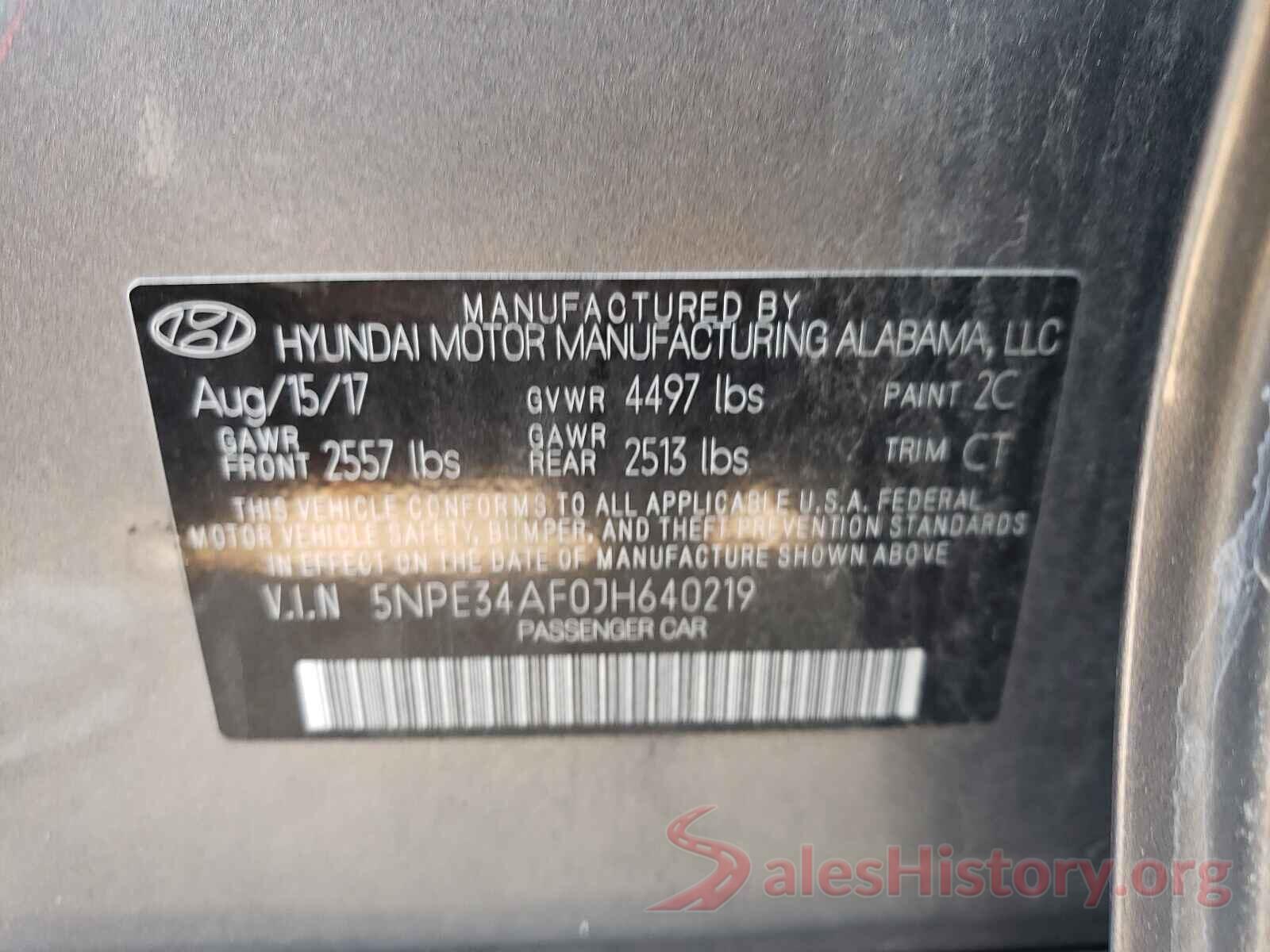 5NPE34AF0JH640219 2018 HYUNDAI SONATA