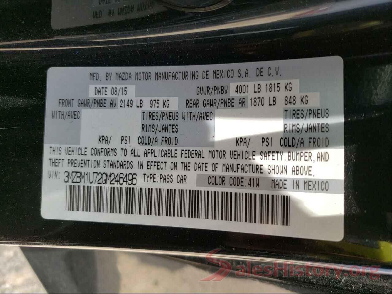 3MZBM1U72GM246496 2016 MAZDA 3