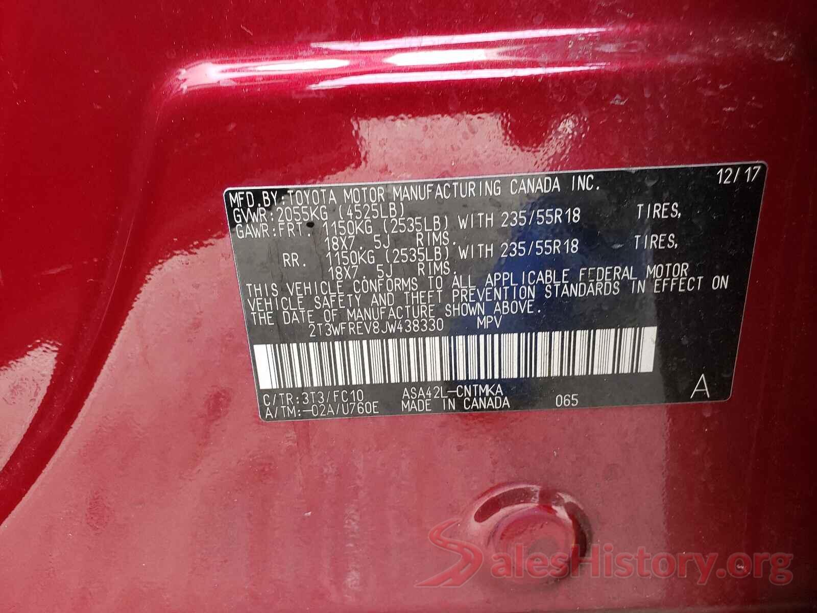 2T3WFREV8JW438330 2018 TOYOTA RAV4