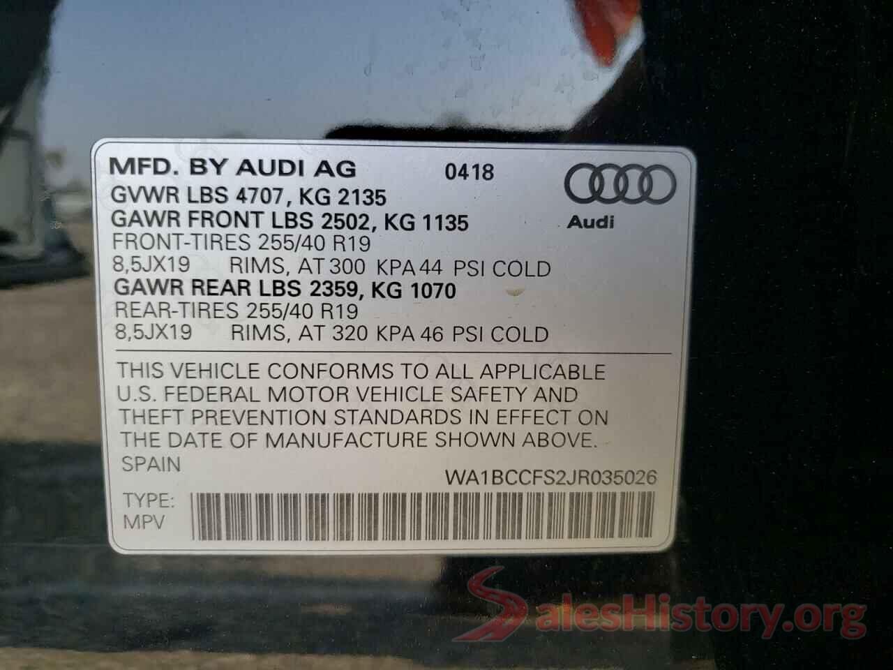 WA1BCCFS2JR035026 2018 AUDI Q3