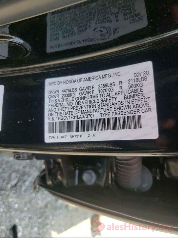 1HGCV1F31LA073707 2020 HONDA ACCORD