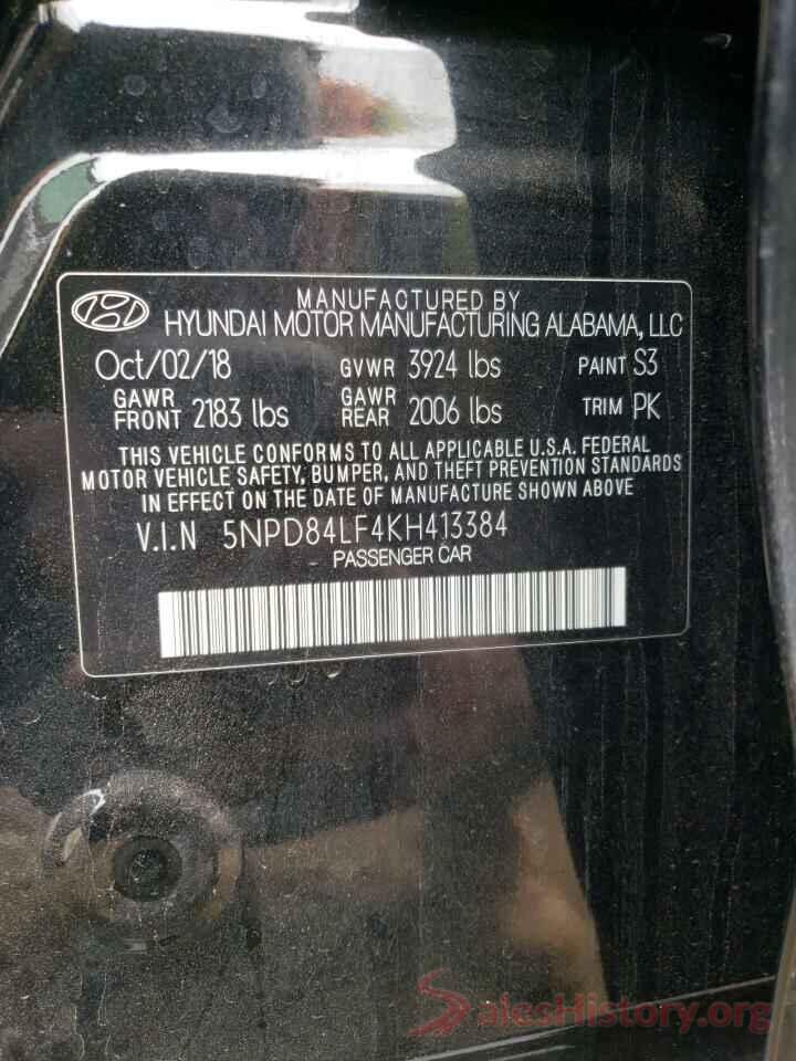 5NPD84LF4KH413384 2019 HYUNDAI ELANTRA