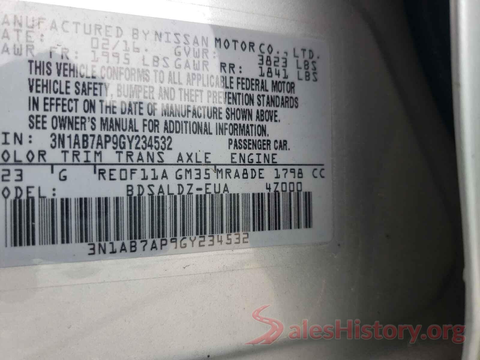 3N1AB7AP9GY234532 2016 NISSAN SENTRA