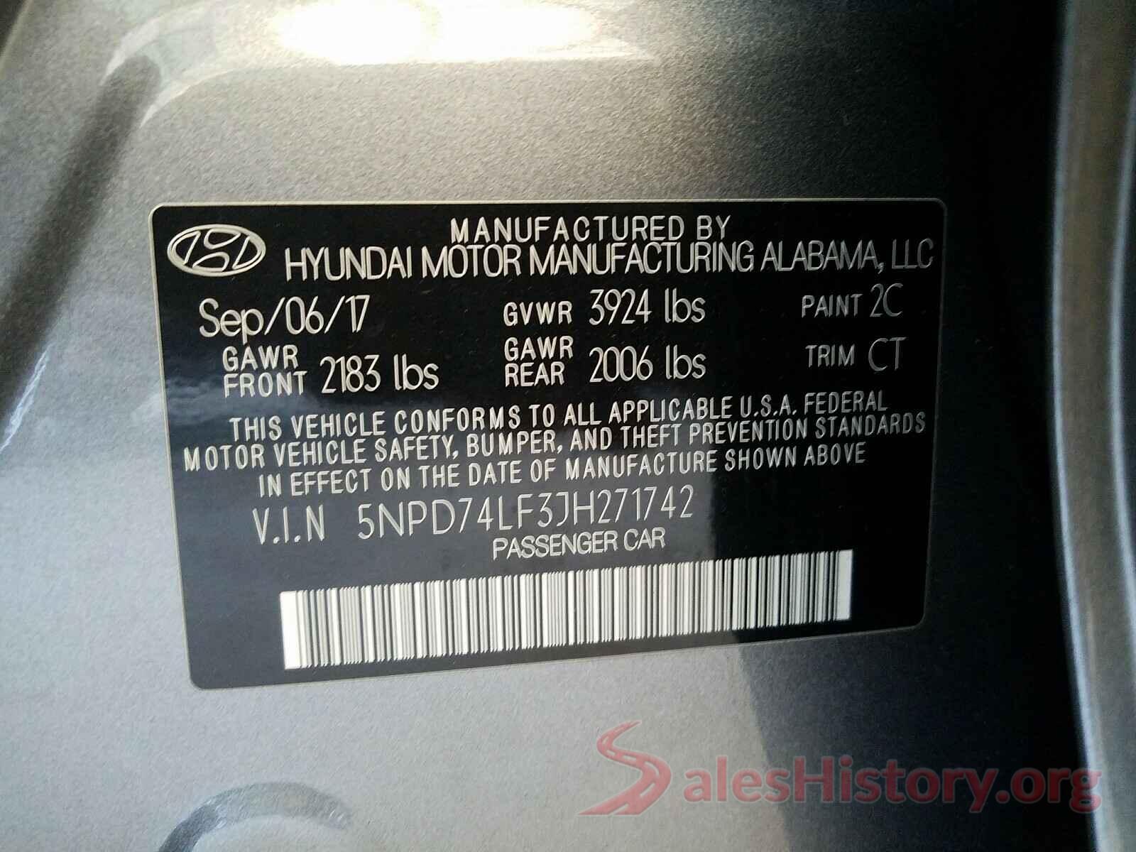 5NPD74LF3JH271742 2018 HYUNDAI ELANTRA