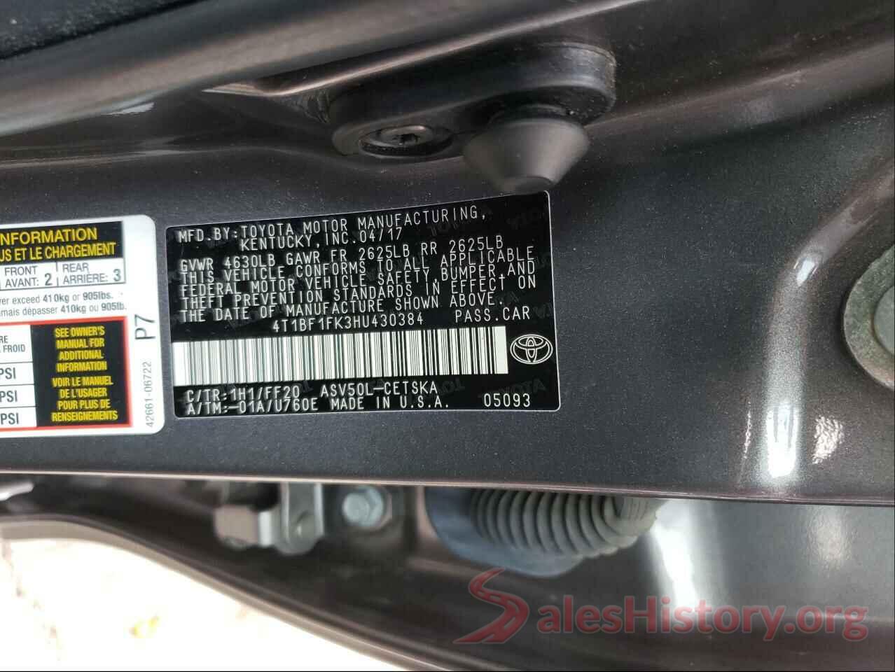 4T1BF1FK3HU430384 2017 TOYOTA CAMRY