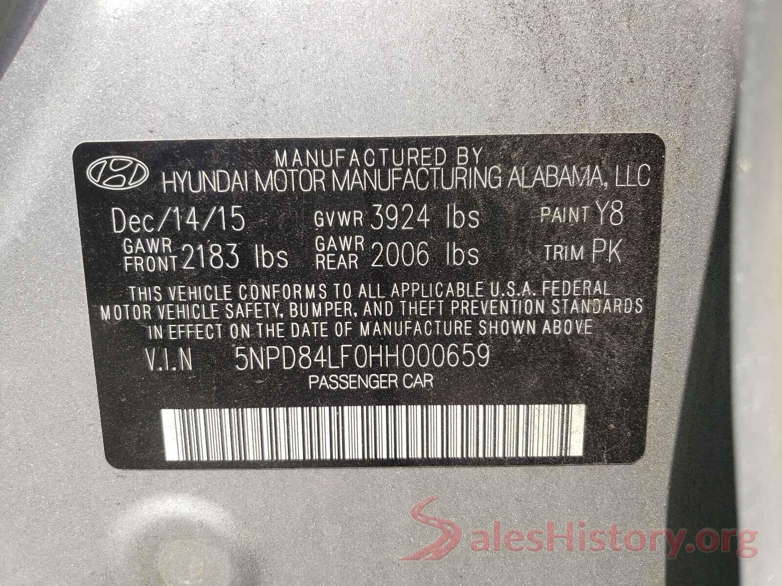 5NPD84LF0HH000659 2017 HYUNDAI ELANTRA