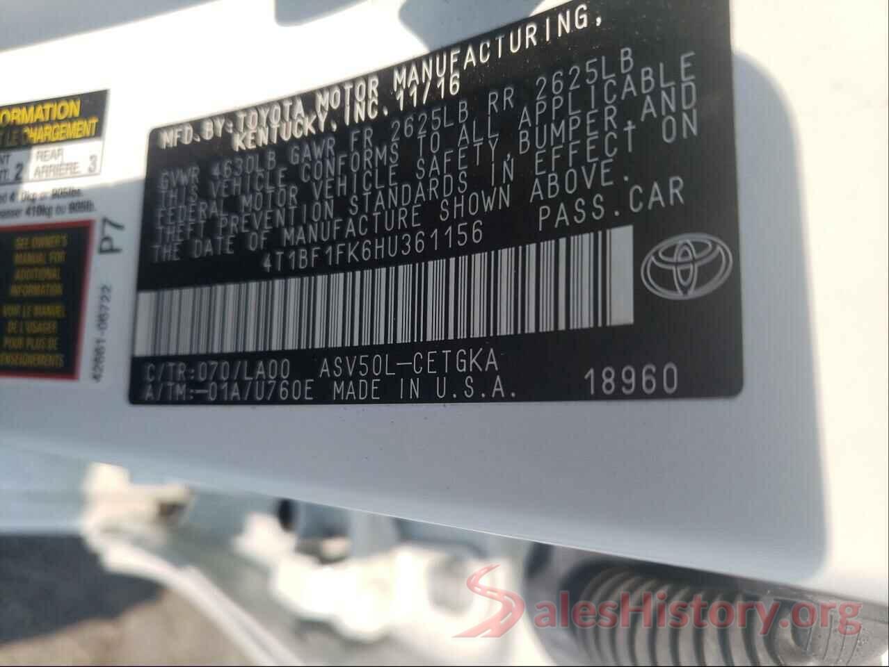 4T1BF1FK6HU361156 2017 TOYOTA CAMRY