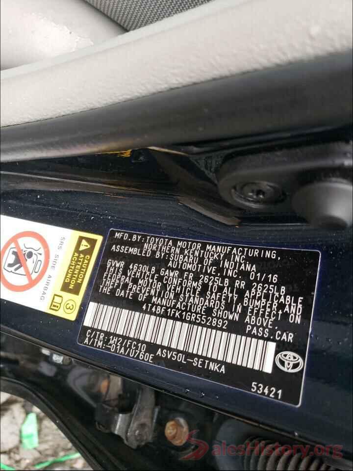 4T4BF1FK1GR552892 2016 TOYOTA CAMRY