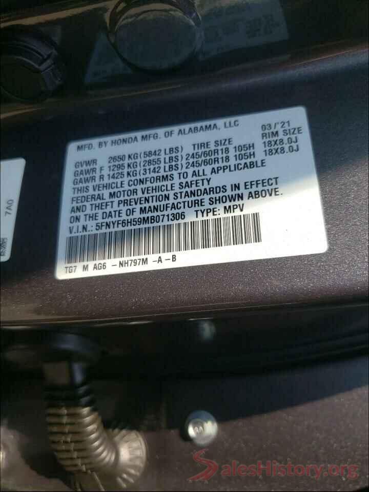 5FNYF6H59MB071306 2021 HONDA PILOT