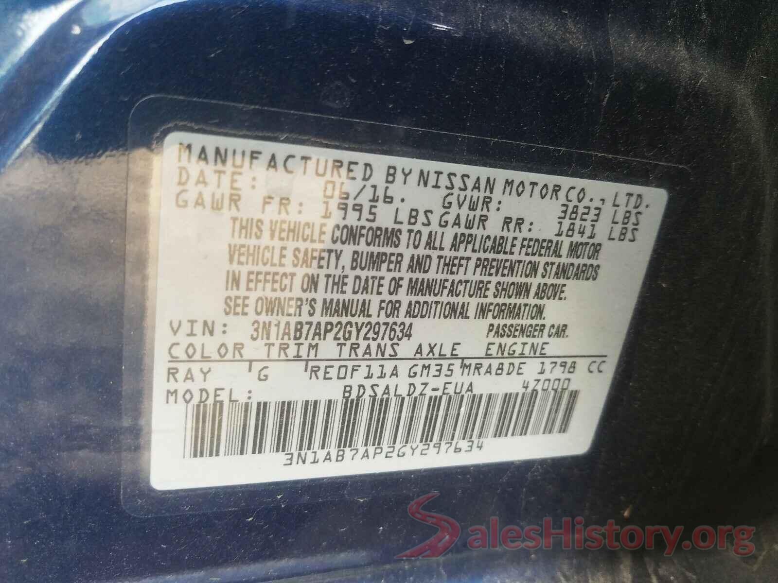 3N1AB7AP2GY297634 2016 NISSAN SENTRA