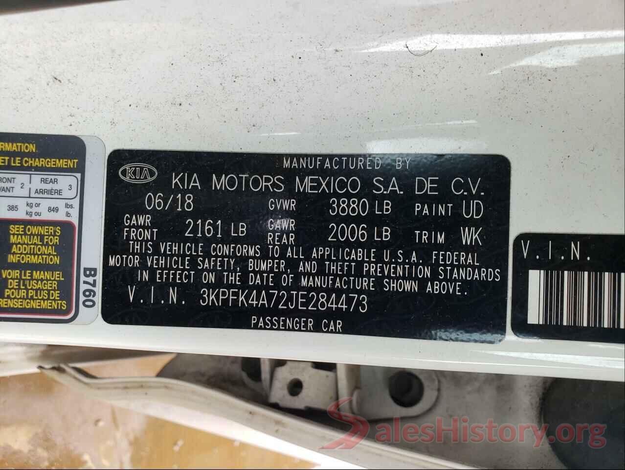 3KPFK4A72JE284473 2018 KIA FORTE