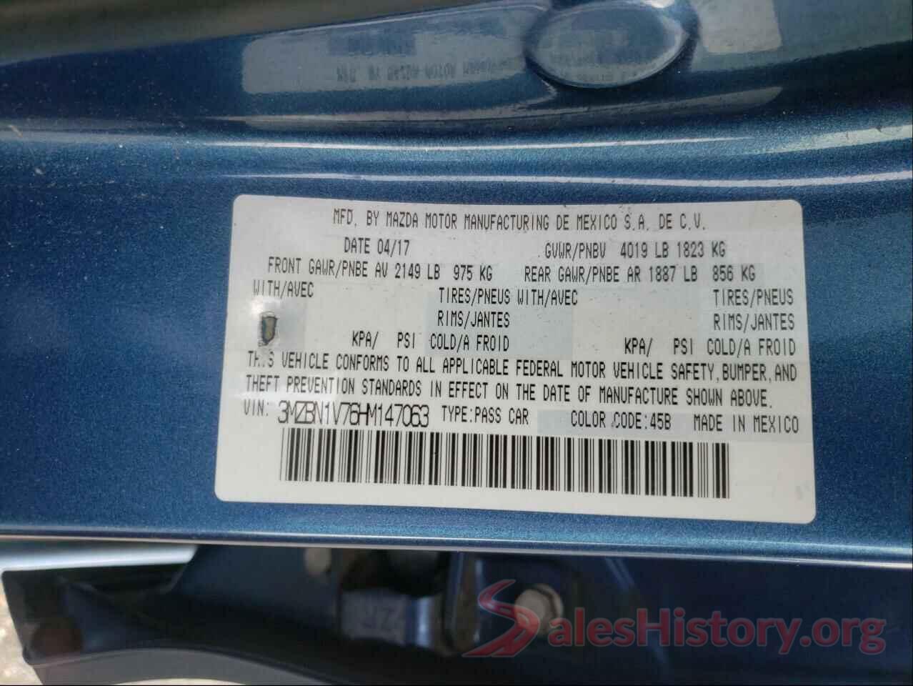 3MZBN1V76HM147063 2017 MAZDA 3