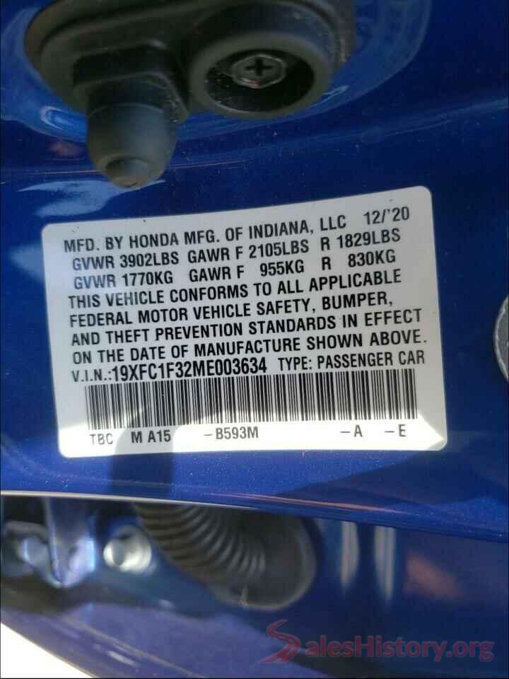 19XFC1F32ME003634 2021 HONDA CIVIC