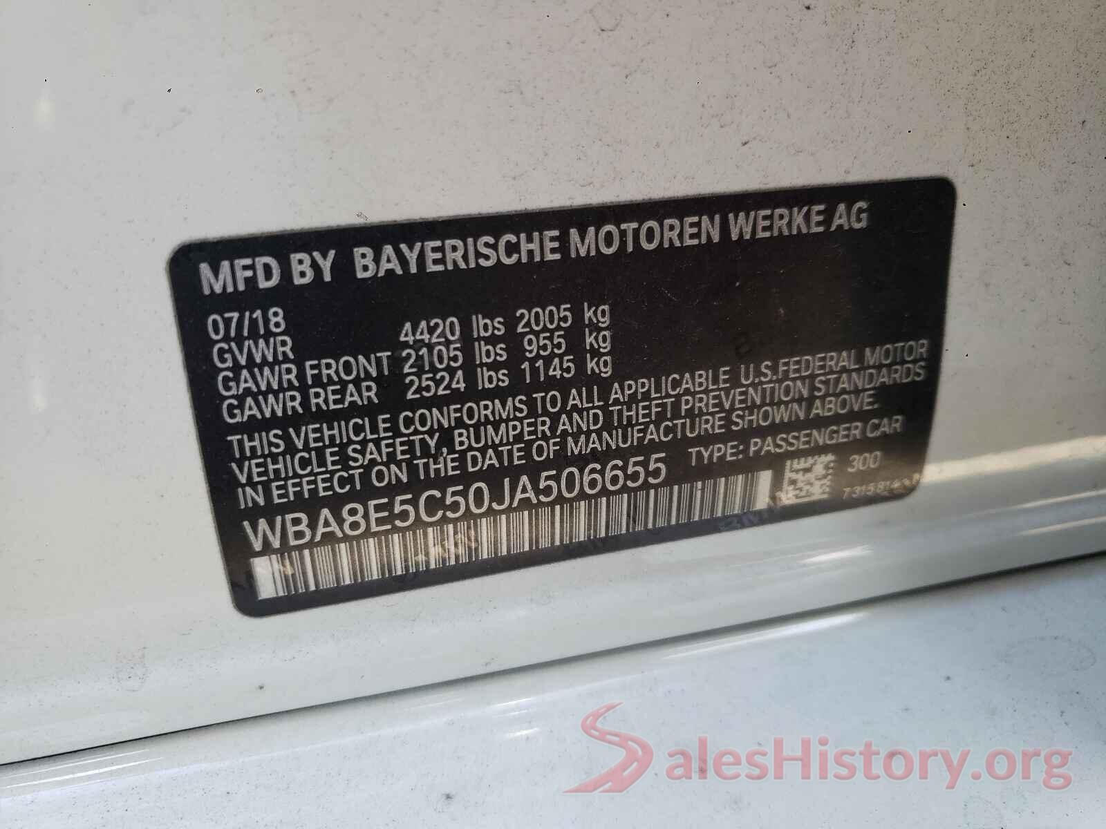 WBA8E5C50JA506655 2018 BMW 3 SERIES