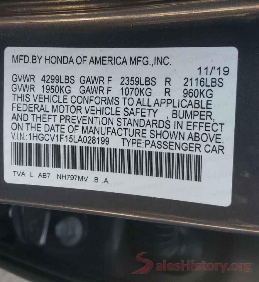 1HGCV1F15LA028199 2020 HONDA ACCORD