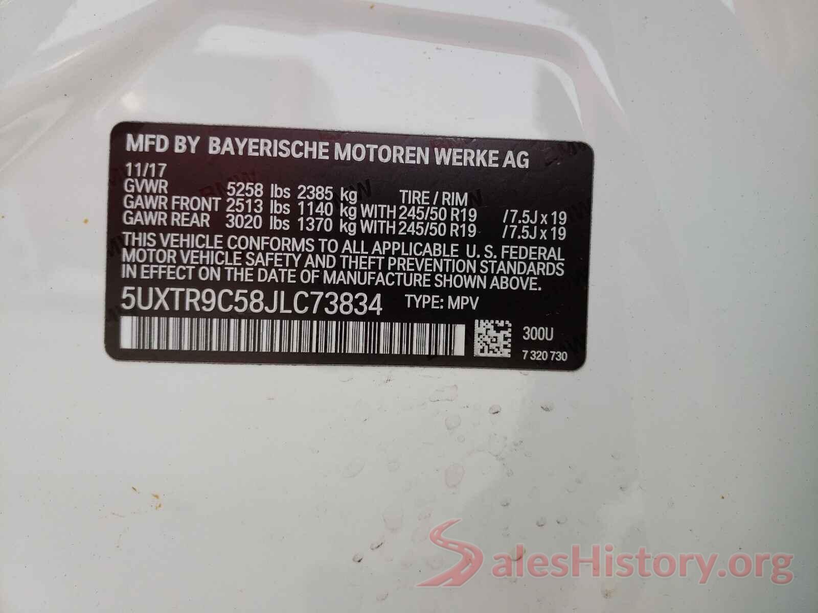 5UXTR9C58JLC73834 2018 BMW X3