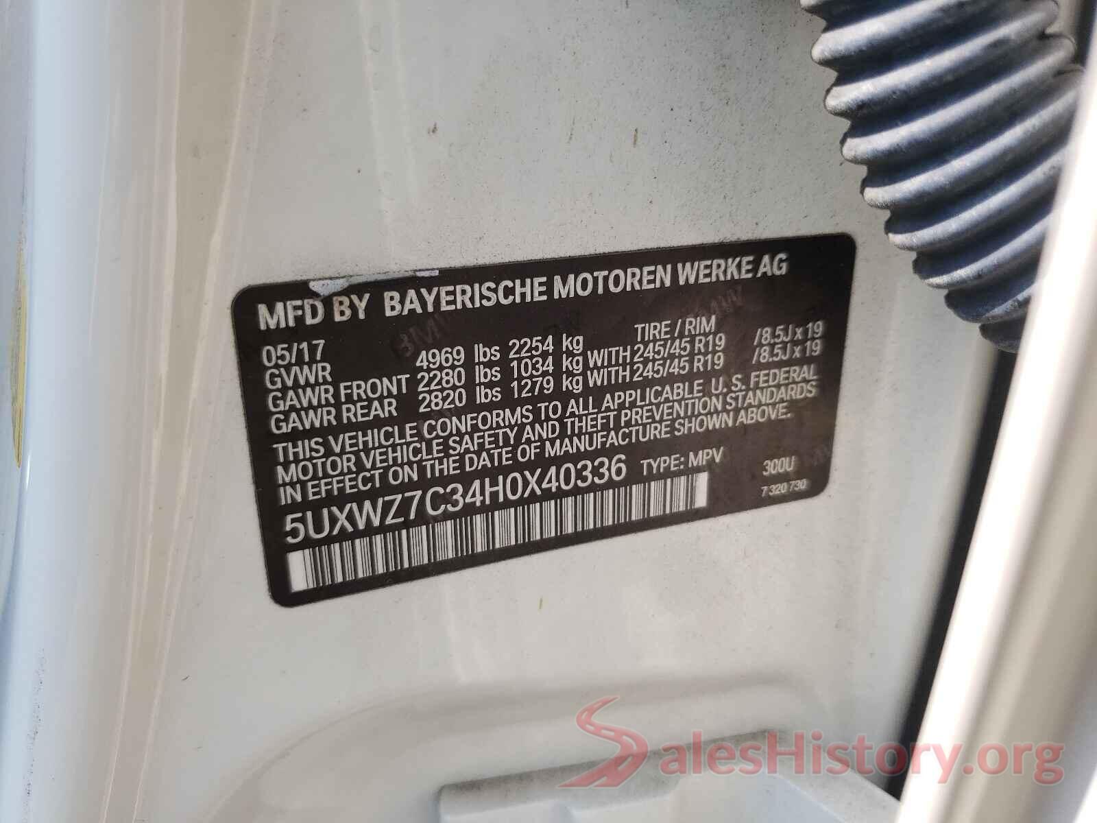 5UXWZ7C34H0X40336 2017 BMW X3