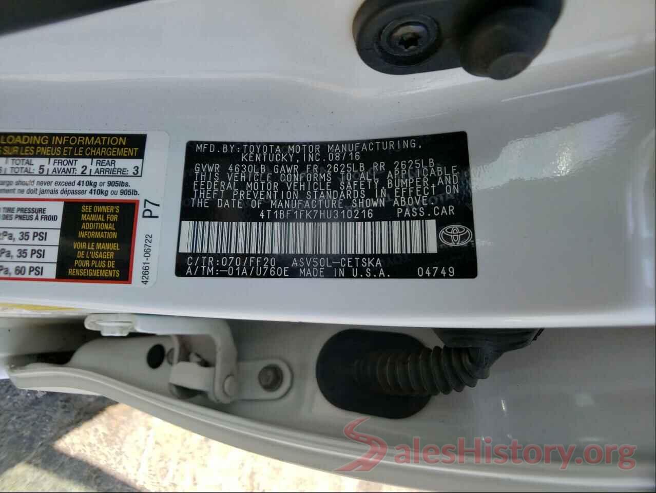 4T1BF1FK7HU310216 2017 TOYOTA CAMRY