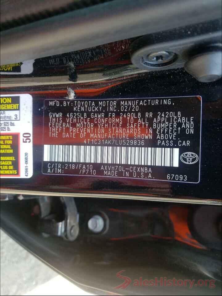 4T1C31AK7LU529836 2020 TOYOTA CAMRY