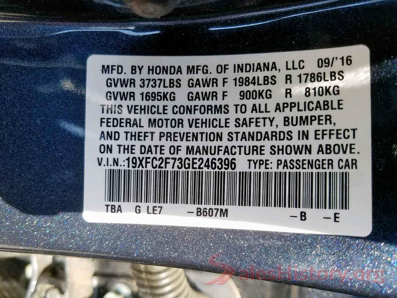 19XFC2F73GE246396 2016 HONDA CIVIC