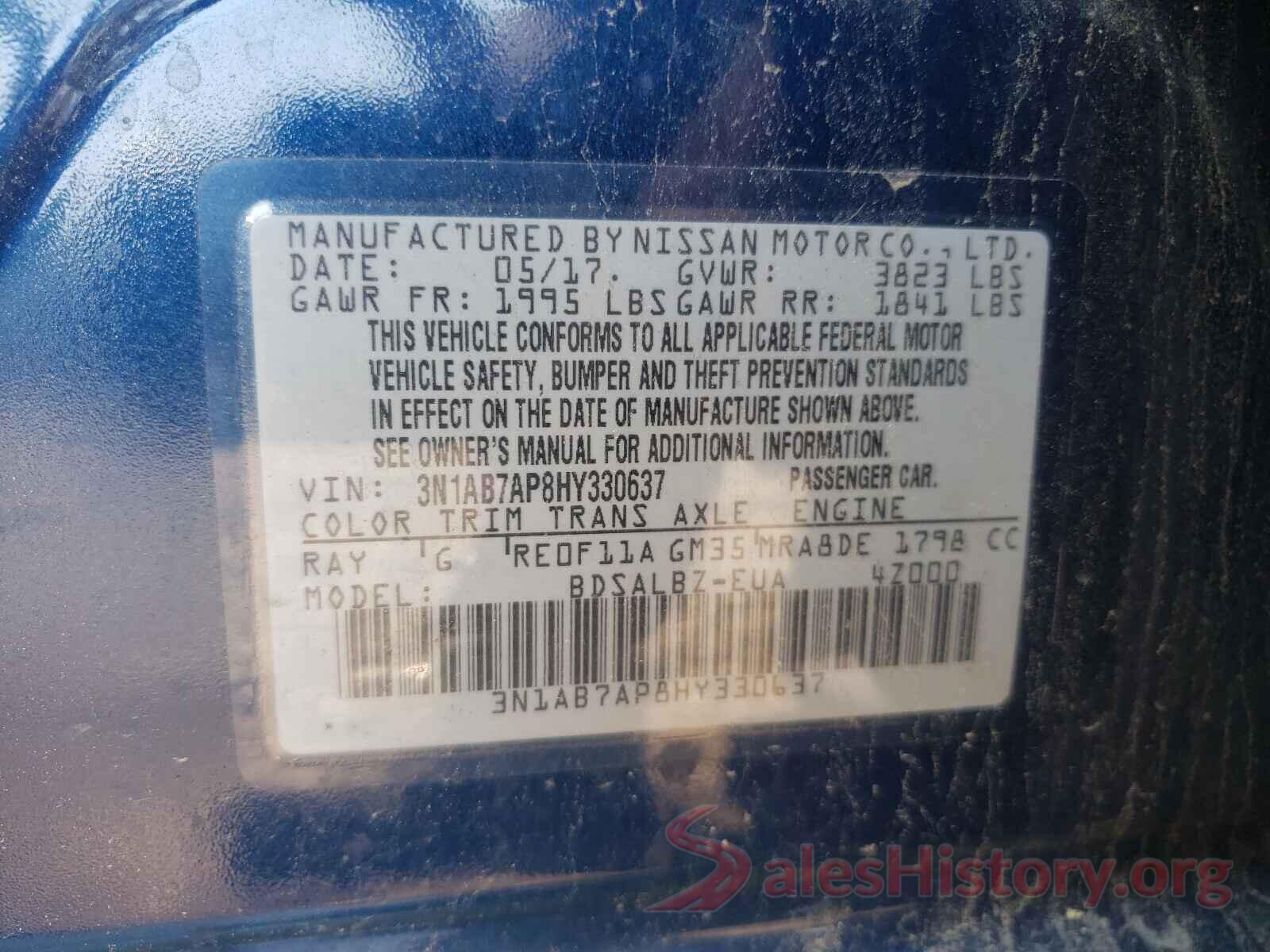 3N1AB7AP8HY330637 2017 NISSAN SENTRA