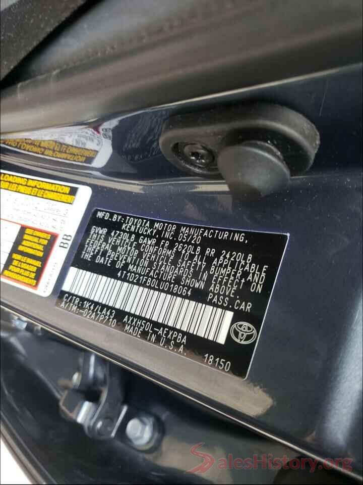 4T1D21FB0LU018064 2020 TOYOTA AVALON