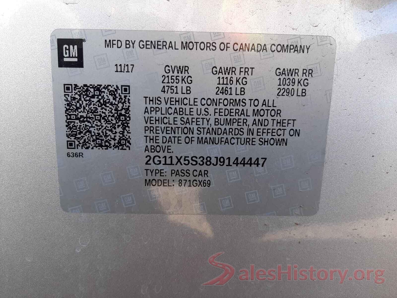 2G11X5S38J9144447 2018 CHEVROLET IMPALA