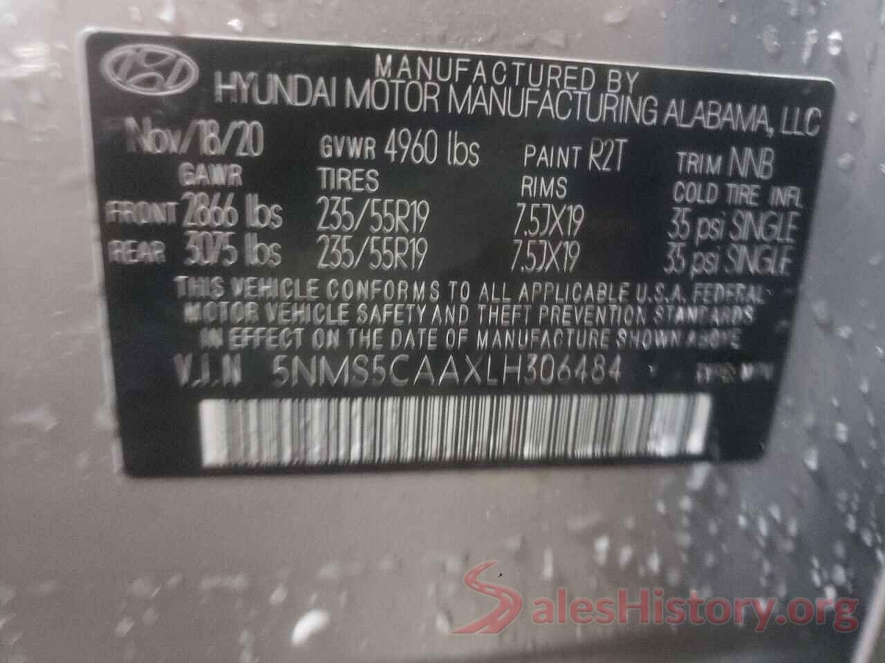 5NMS5CAAXLH306484 2020 HYUNDAI SANTA FE