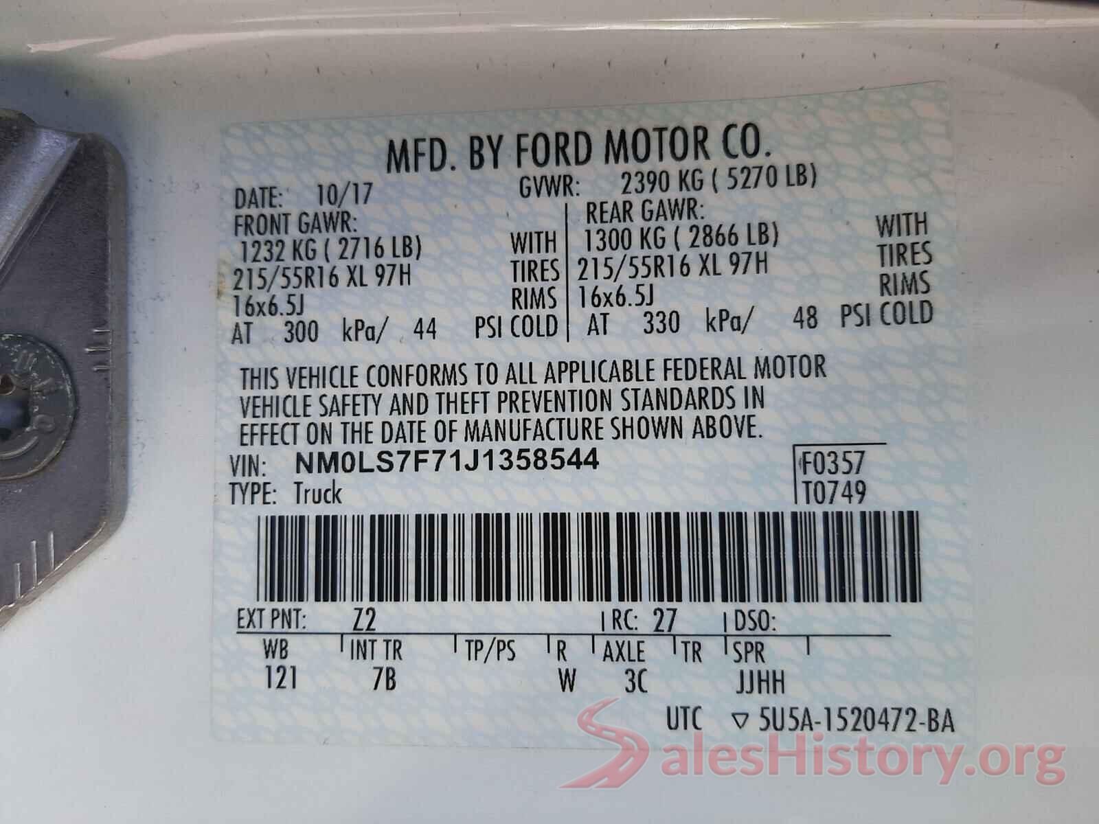 NM0LS7F71J1358544 2018 FORD TRANSIT CO