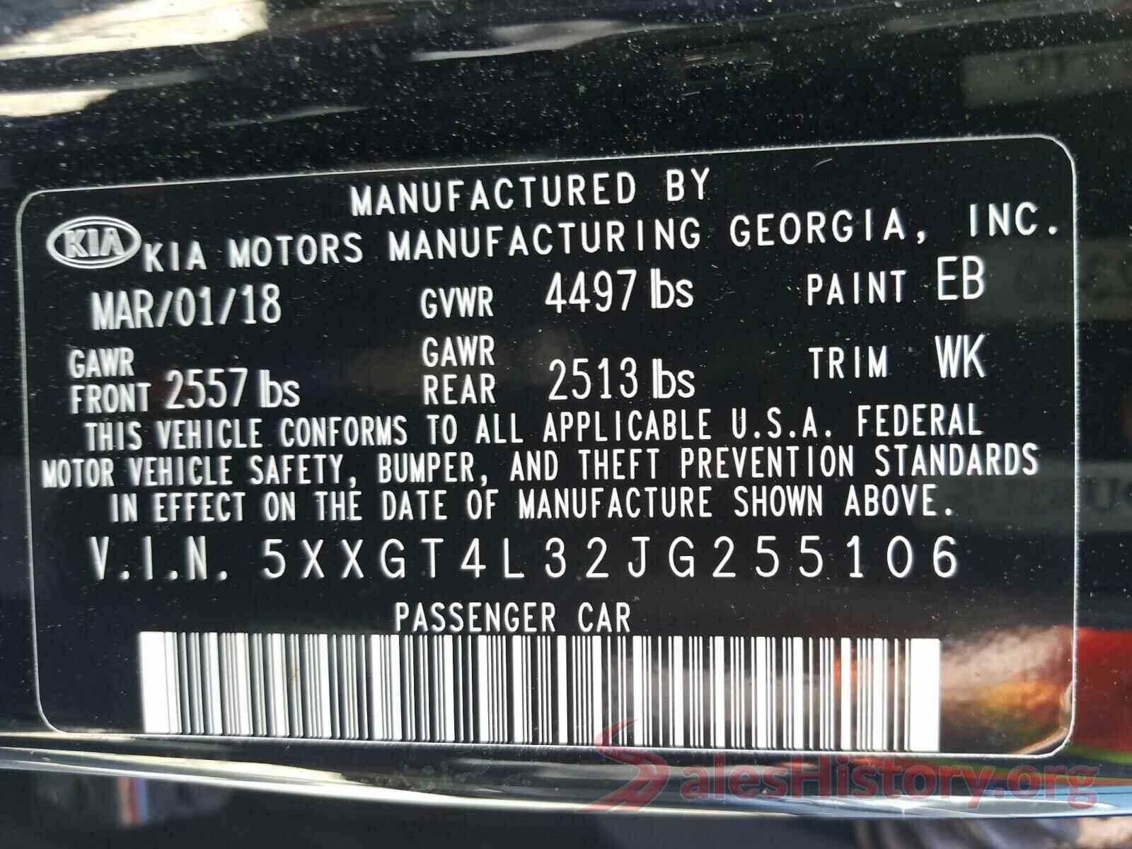 5XXGT4L32JG255106 2018 KIA OPTIMA