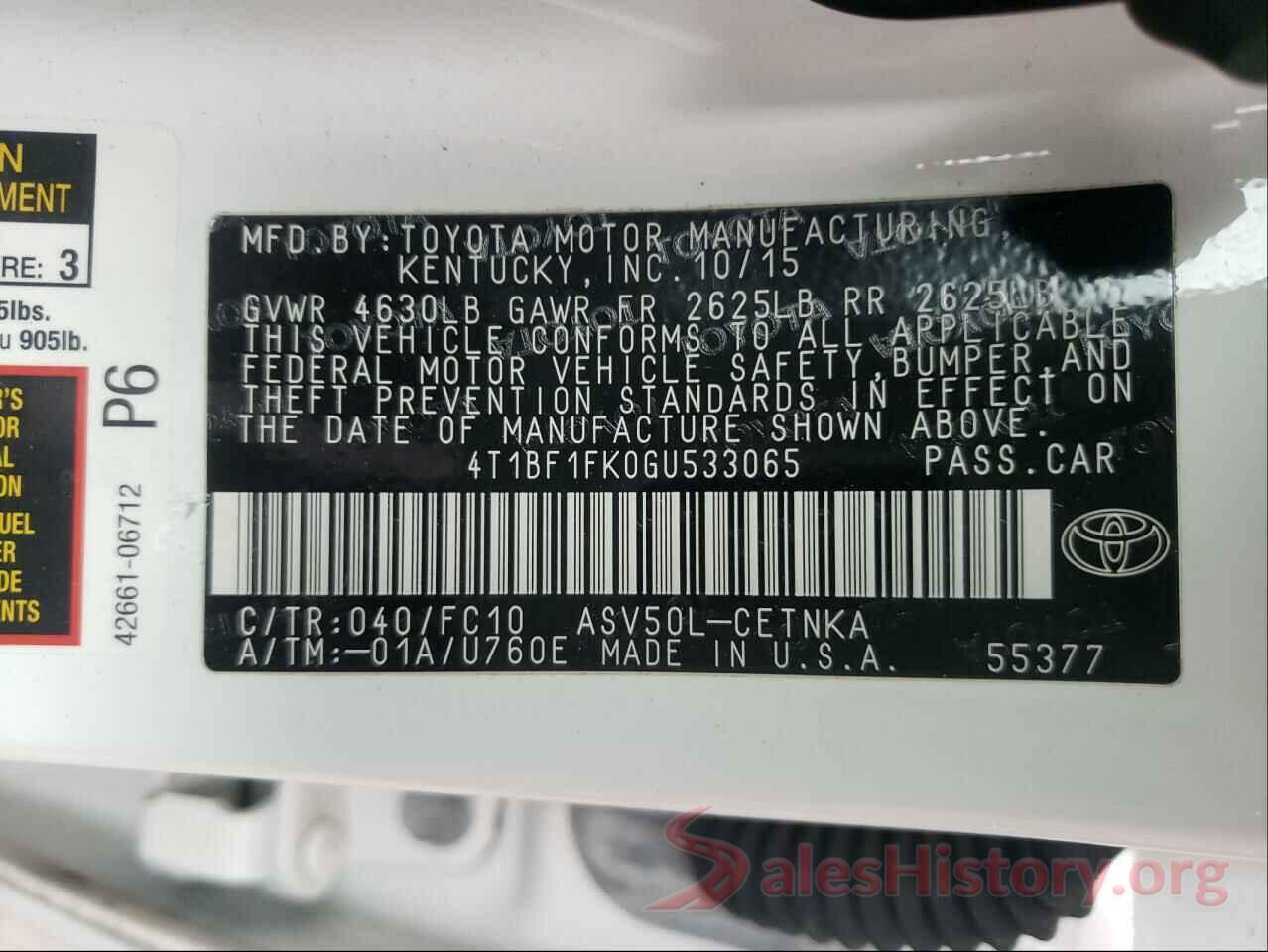 4T1BF1FK0GU533065 2016 TOYOTA CAMRY