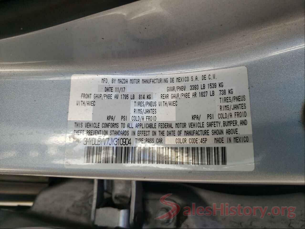 3MYDLBYV7JY310904 2018 TOYOTA YARIS