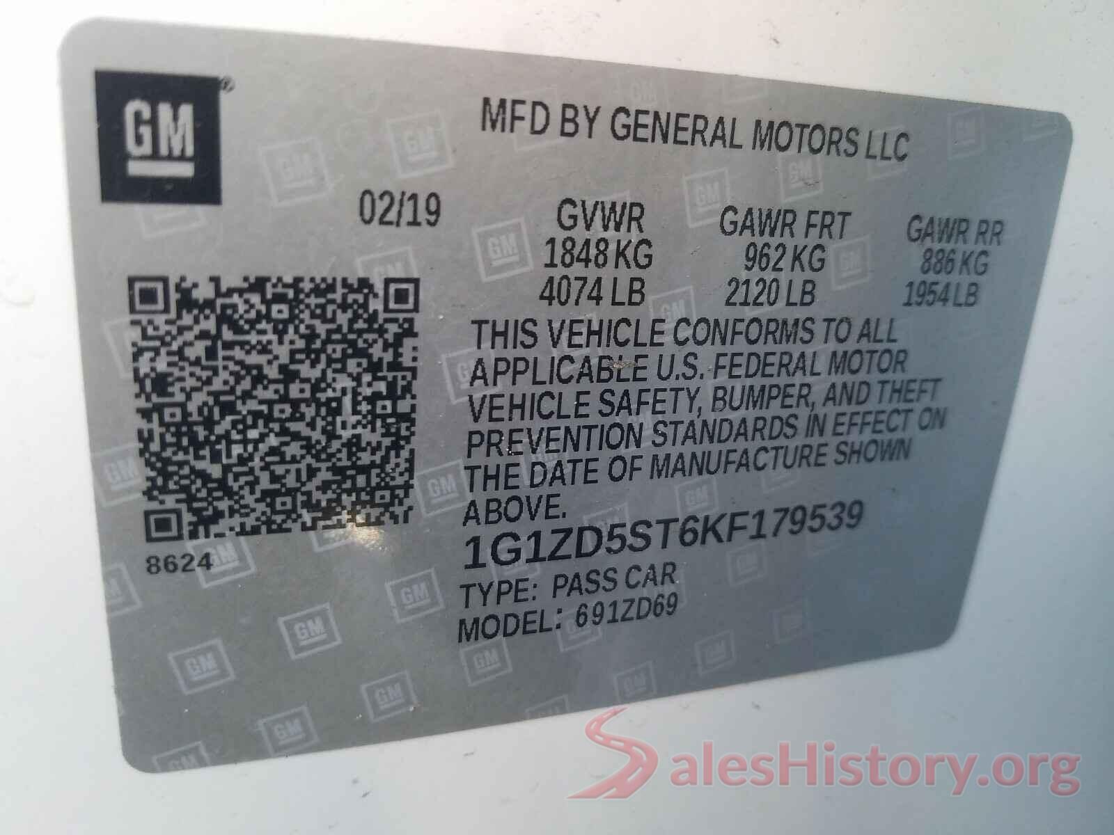 1G1ZD5ST6KF179539 2019 CHEVROLET MALIBU