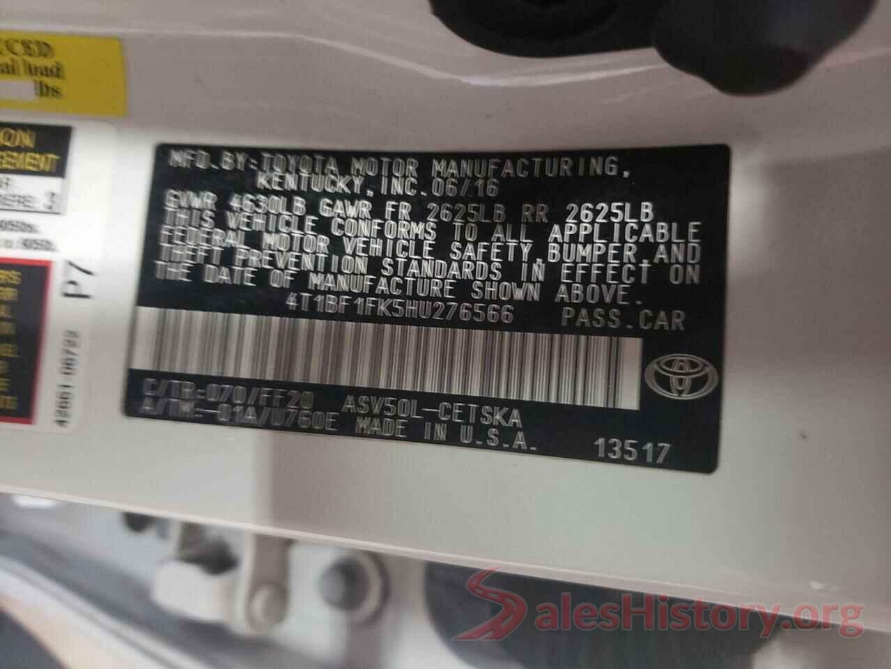 4T1BF1FK5HU276566 2017 TOYOTA CAMRY